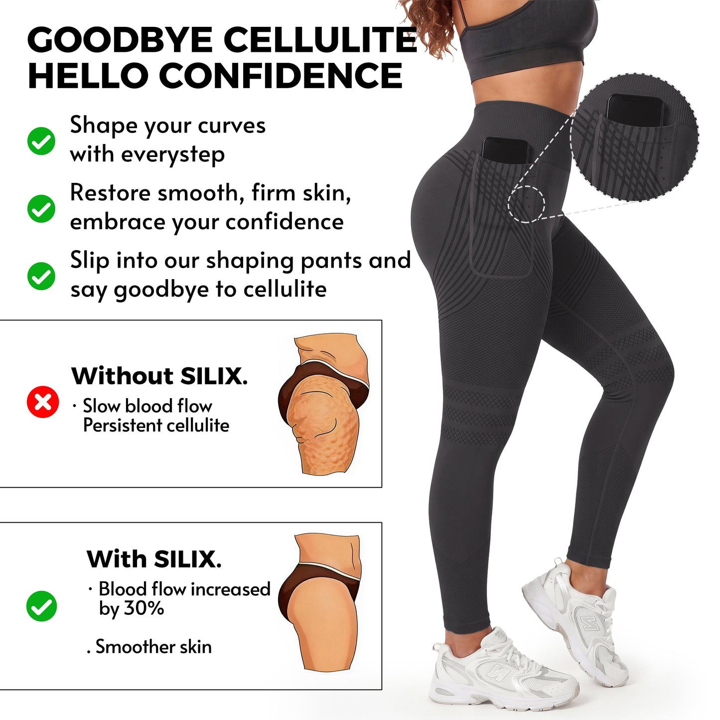 Advoce™ Right Side Pocket Anti-Cellulite Sculpting Leggings